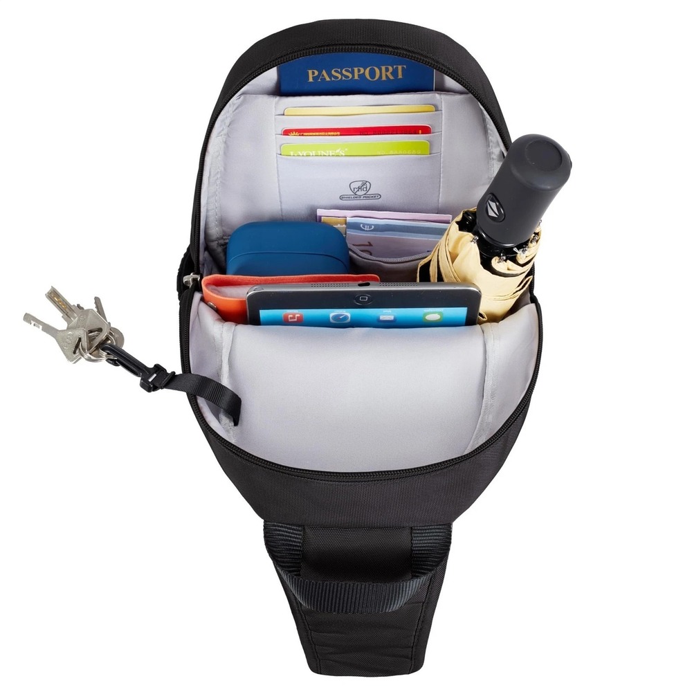 Travel-On Anti-Theft Security Classic Black Sling Bag Crossbody Backpack Unisex - Picture 5 of 6